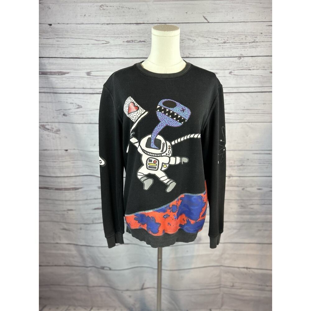 Bass by Ron Bass Crewneck Sweatshirt Mens S Graphic Astronaut Rare Pullover - Picture 1 of 6